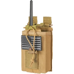 Universal Tactical Heavy Duty Radio Holster Pouch with Badge (Tan)