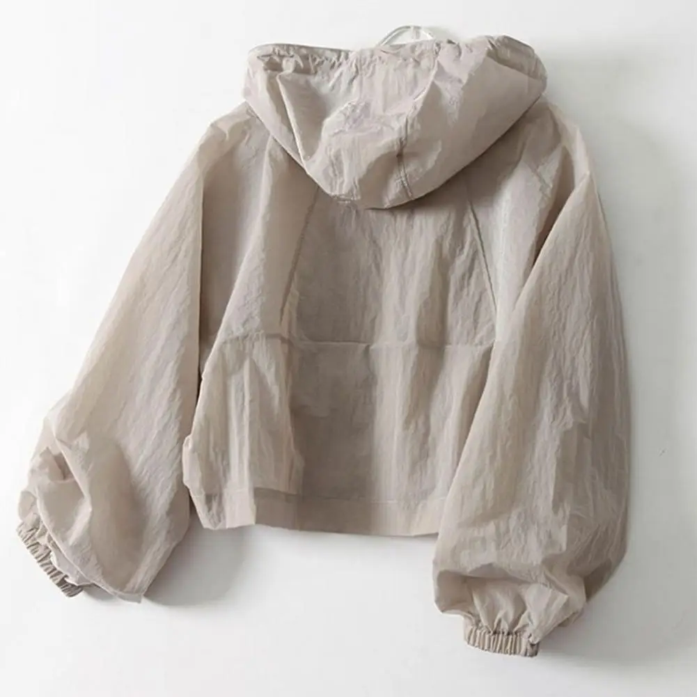 

Women Coat Hooded Coat Stylish Women's Fall Coat Hooded Solid Color Zipper Closure Loose Fit Pockets Elastic Cuffs Soft