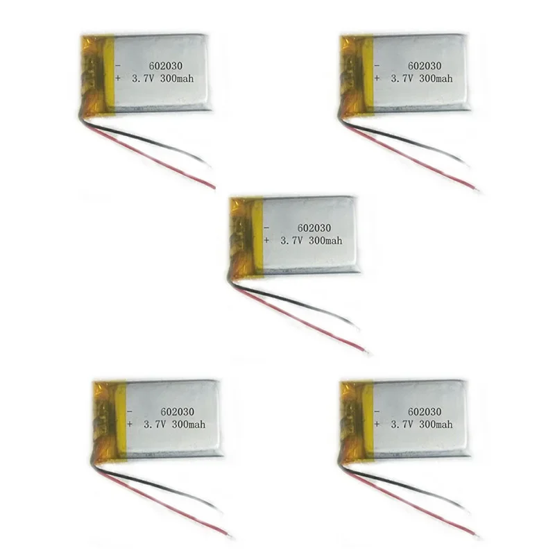 

5pcs/Lot 3.7V 300mAh 602030 062030 Lipo Polymer Lithium Rechargeable Li-ion Battery Cells for Bluetooth Speaker MP3 MP4