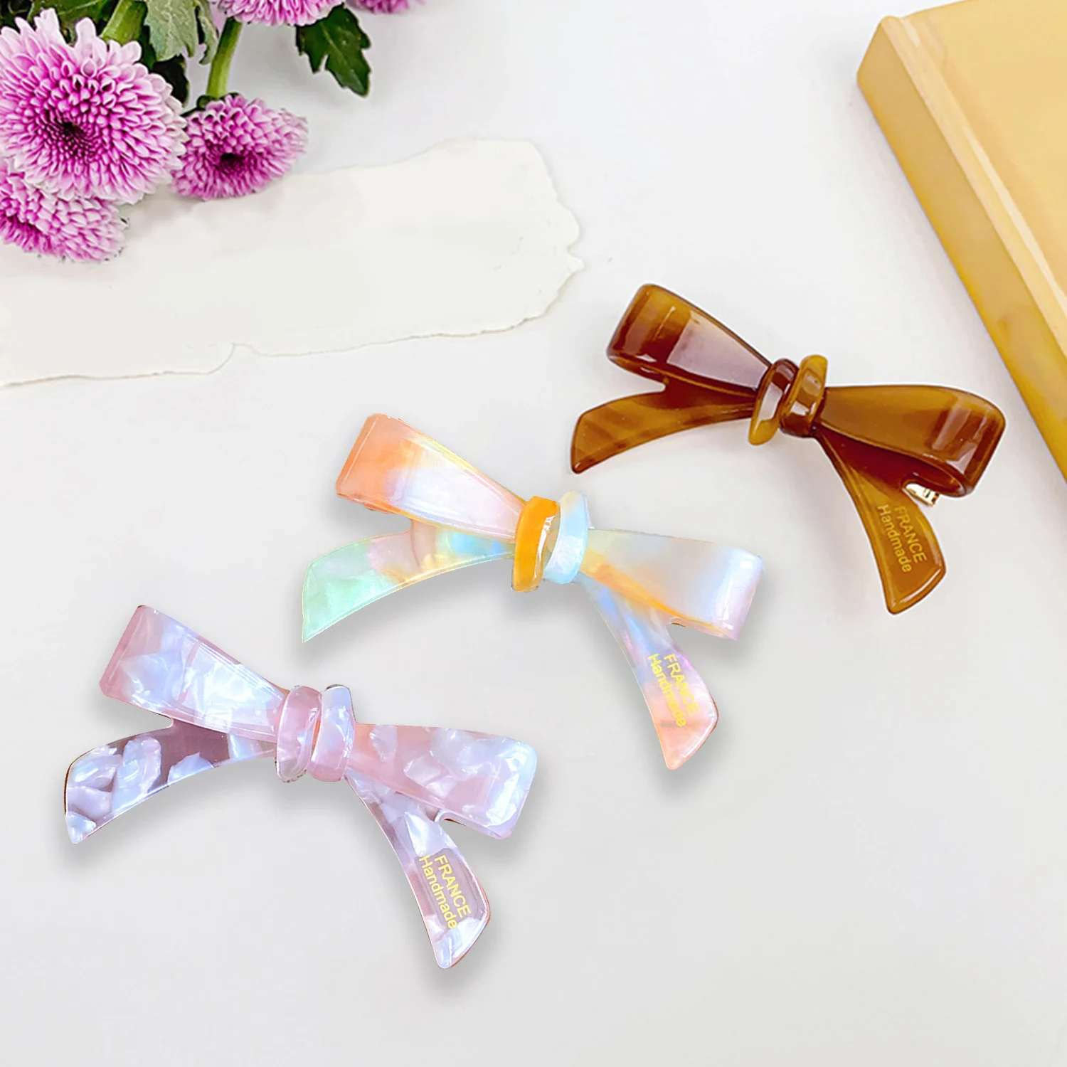 

Fashion Hair Accessories Acetic Acid Clip High Grade Sweet Barrette Vintage Bow Tie Girl Hair Clip Duck Mouth Clip Jewelry