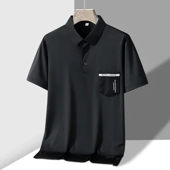TFETTERS Brand New Summer 2025 Mens Polo Shirt Elasticity Short Sleeve Front Pocket Design Sport Golf Polo T Shirt Man 2