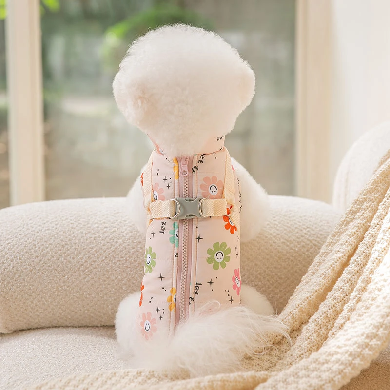 Dog Winter Jacket Harness Clothes Puppies Hood Small Dog Coats