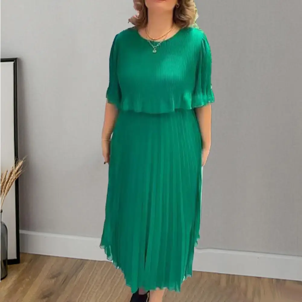 

Dress Elegant Plus Size Maxi Dress with Pleated Layers Irregular Hem for Women Breathable Chiffon Summer Dress for Parties Wear