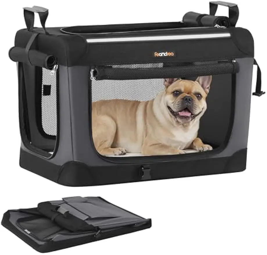 Portable 24 Inch Dog Crate with Mesh Doors