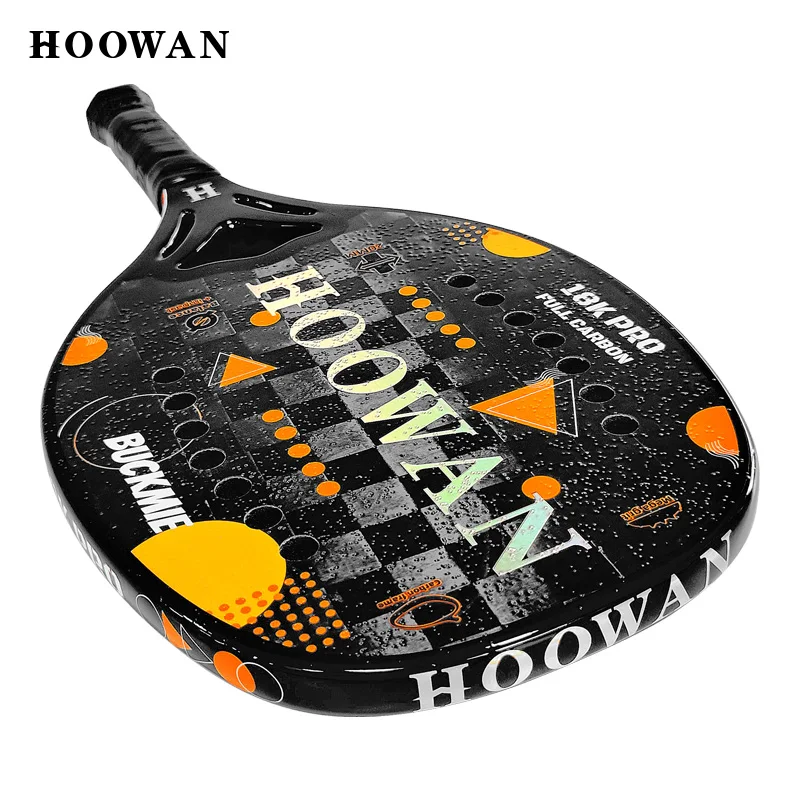 Tennis Racket HOOWAN BUCKMIE Beach T700 Raw Carbon Fiber 18K High-Grit Surface 20MM Soft EVA Core