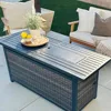 56 INCH Propane Fire Pit Outdoor Fire Table,with Fire Glass, Lid,  Garden, CSA Certification,50,000 BTU Gas Fire Pit Table 2