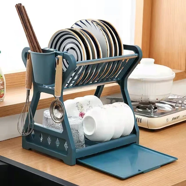 1pc Japanese Style Simple Dish Drying Rack With Drain Board, Space