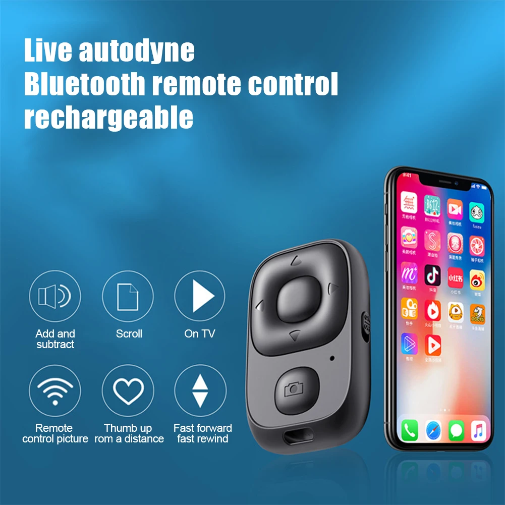 Rechargeable Mini Bluetooth-compatible Remote Control Wireless Controller Self-Timer Camera Stick Shutter Release Selfie Button camera remote shutter button,camera remote shutter release