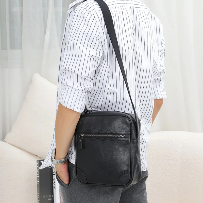 Man Bag in Genuine Leather - Small Messenger Bag with Shoulder  Strap/Cross-body - 5 Colors