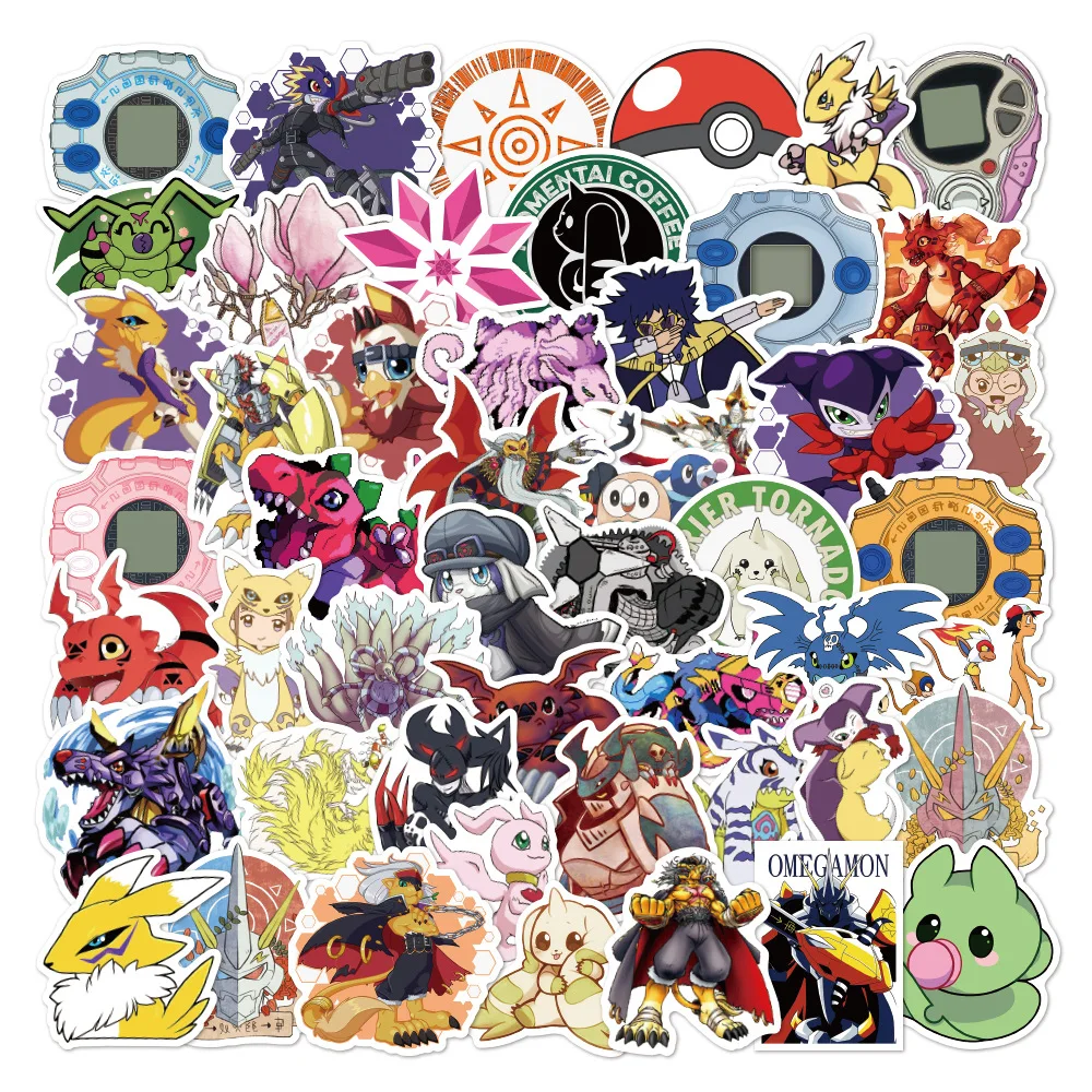 

100Pcs Digimon Adventure Sticker Japanese Cartoon Anime Sticker For Decal Phone Case Laptop Luggage Skateboard Kids Toy