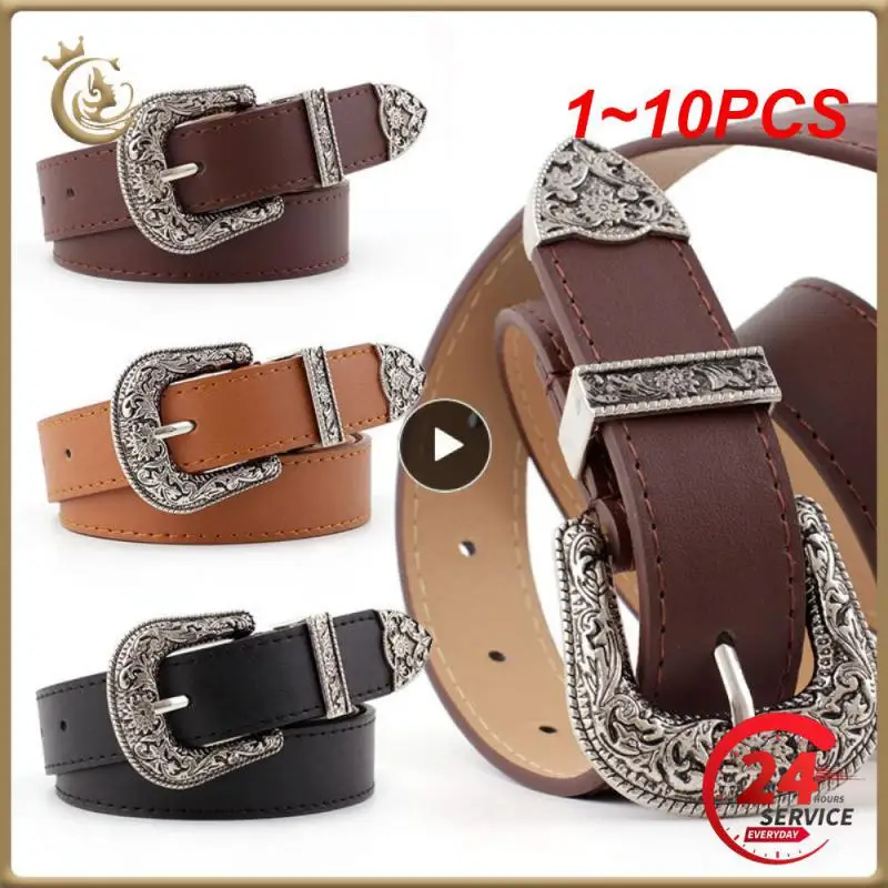 

1~10PCS New Carve Pu Pin Buckle Belt Women Fashion Black Silver Buckle Thin Belts Female Jeans Dress Waistband Brand Design 2022