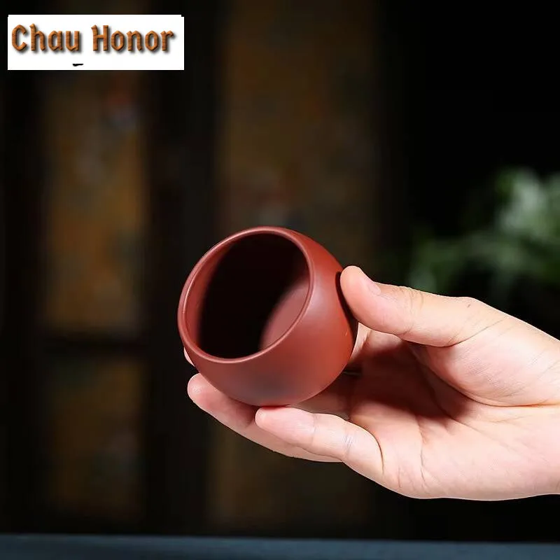 2 Pcs/set 80ml Authentic Yixing Purple Clay Dahongpao Teacup Handmade Tea Bowl Pu'er Master Cup Chinese Tea Set Accessories Gift