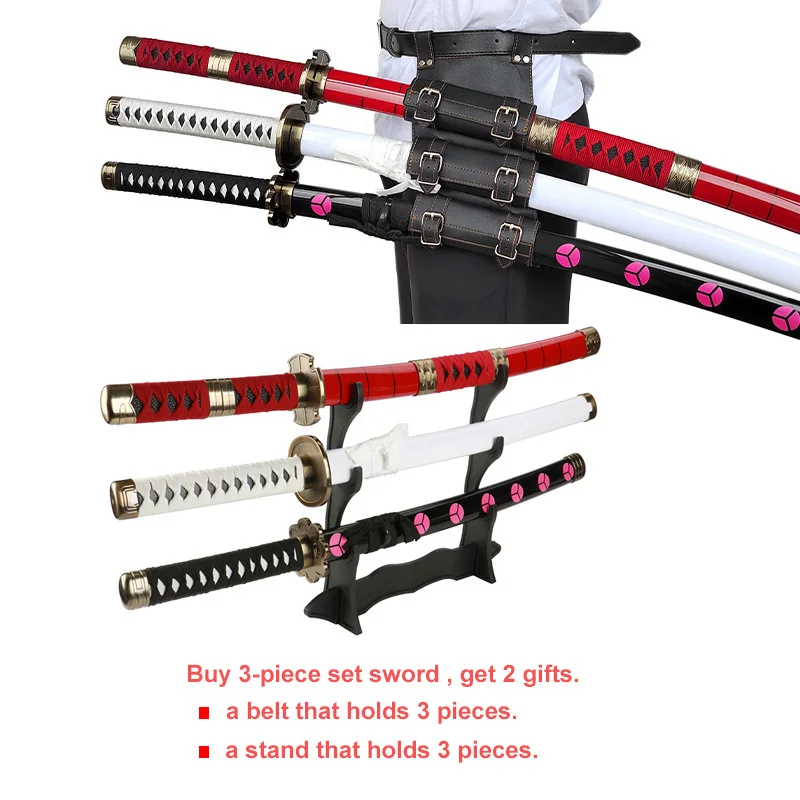 104cm Roronoa Zoro Katana Japanese Anime Character Cosplay Weapons Props Bamboo Blade Toy Sword with Belt and Sword Holder 4