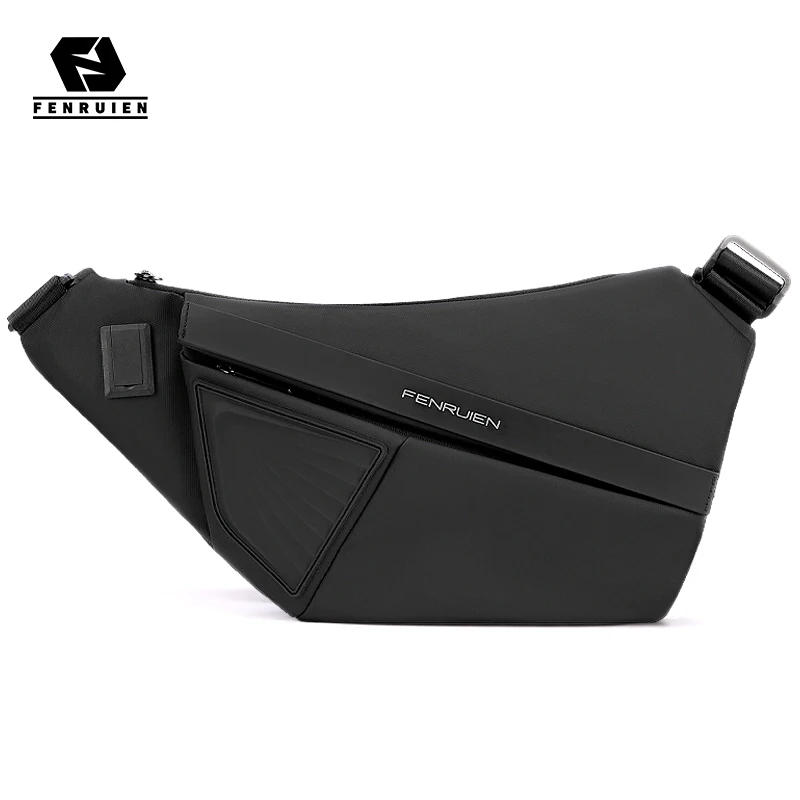 Fenruien-男性用防水クロスオーバーバッグ USB充電付きショルダーバッグ ファッショナブルなトラベルバッグ チェストバッグ iPad 9.7インチ Fenruien-男性用防水クロスオーバーバッグ USB充電付きショルダー