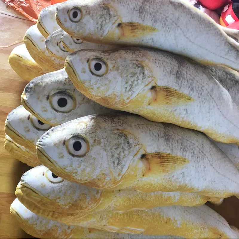 Simulation Funny Fresh Yellow Croaker Fish Plush Pillow Toys Stuffed Soft Animals Pseudosciaena Plushies Cushion Gift Home Decor