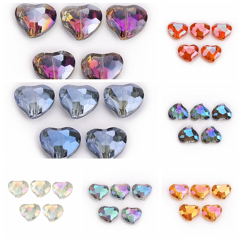 

5pcs 20mm Charms Spacer Beads Loose Bead Crafts Findings Diy Glass Jewelry Making Faceted Crystal Hearts Rondelle