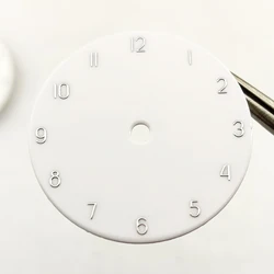 28.5mm Silver Reflective Arabic Numerals Dial with Customized Logo - 28.5mm (Enamel white)