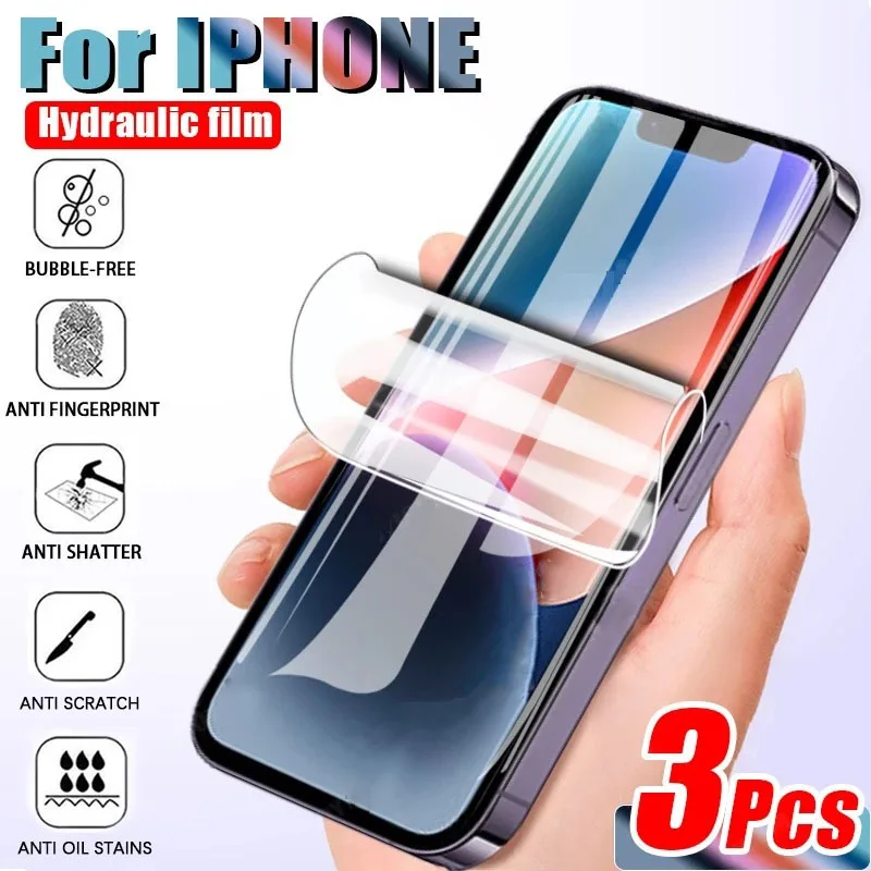 

3 шт., Гидрогелевая Защитная пленка для iPhone 11 12 13 14 Pro XS XR Max 13 12 Mini 7 8 Plus SE
