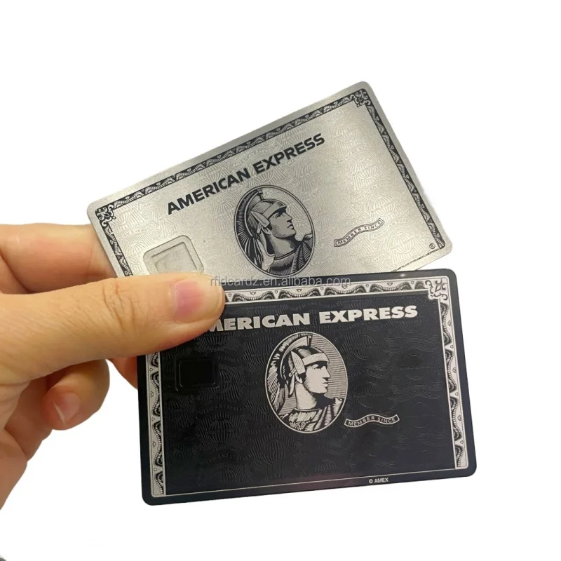 

Custom Custom Laser Engraved Membership Bla Amex Centurion Card Metal Credit Gift Card Support printing personal name metal bus