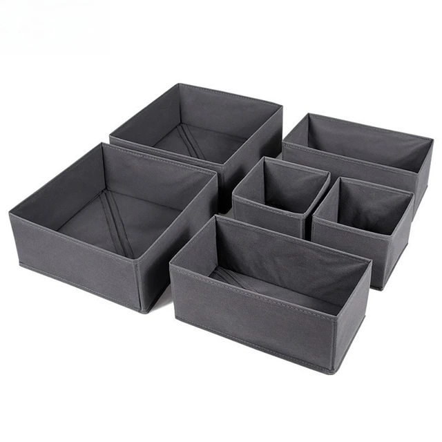 Foldable Fabric Underwear Drawer Organizer 6 Grid Storage Divider For Bra Panties Socks Wardrobe Closet Bedroom Clothing Sorting 1