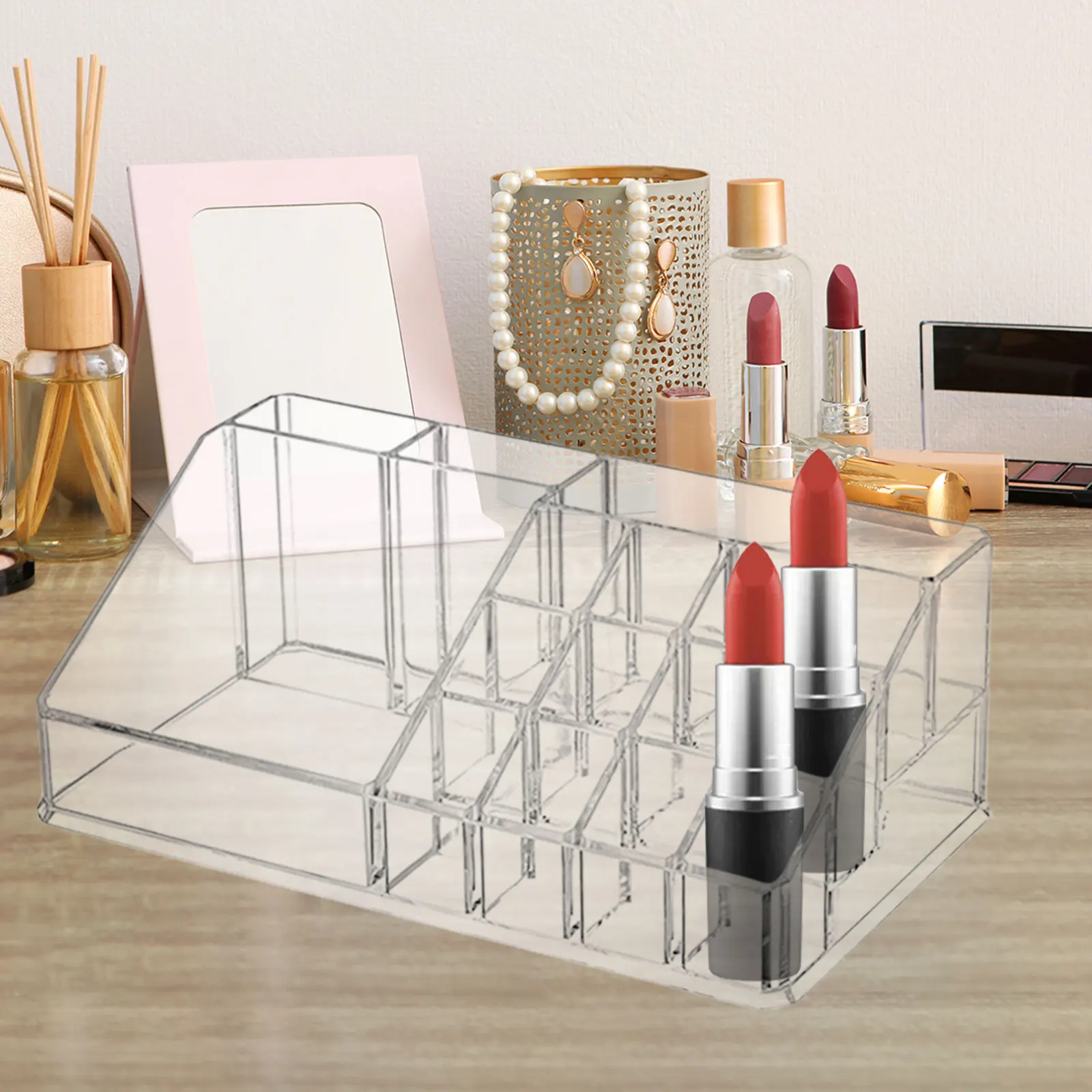 Make Up Organizer 16 Space Decoration for Dresser Countertop Storage Stand Lipstick Holder Lip Gloss Holder Organizer 2