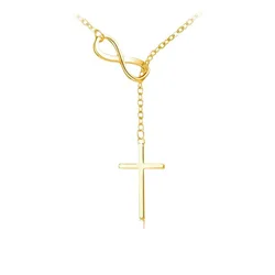 Sleek Minimalist Gold Stainless Steel Cross Pendant Necklace (Gold)