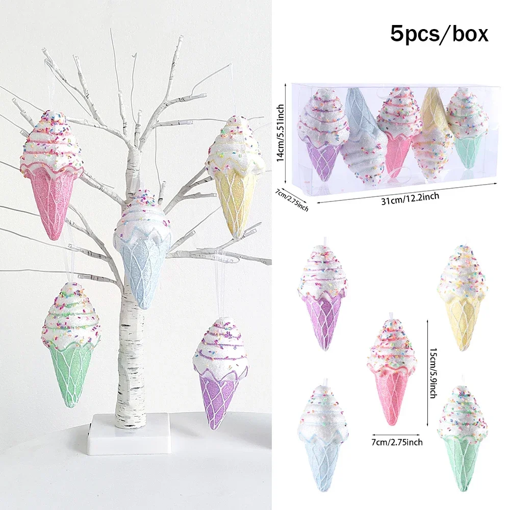 thumbnail image 1 of 1 caja de bolas de helado con forma de donut y macarrones navideños, adornos colgantes para árbol de Navidad, decoración navideña para fiestas en casa 2024, 1 of 5