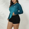 Attraco Women Plus Size Rash Guard Zipper Long Sleeves  Quick Dry Soft Swimming Shirt Gradients Color UPF 50+ Crew Neck Surfing 2