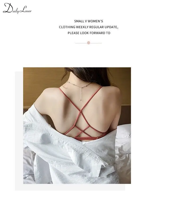 Description Picture 6 of item1pc Women Tube Top Bralette Female Underwear Sexy Sling Tops Bra Girl Comfort Underwear Push Up Bra Gathered T-Back Sports Bra