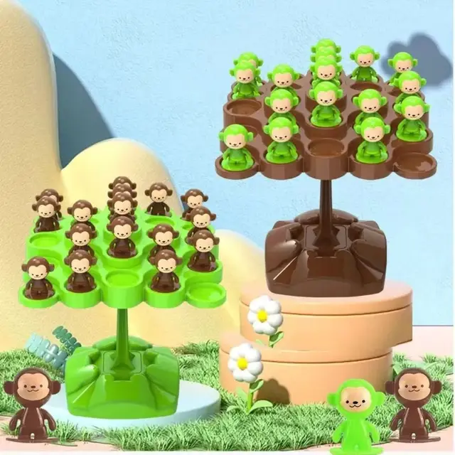 Stackable Mini Monkey Balance Tree Plastic Balancing Montessori Math Toy Random Color Desktop Toys Interaction Tabletop Game 4