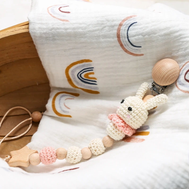 Customizable Rabbit Baby Pacifier Clip Chain