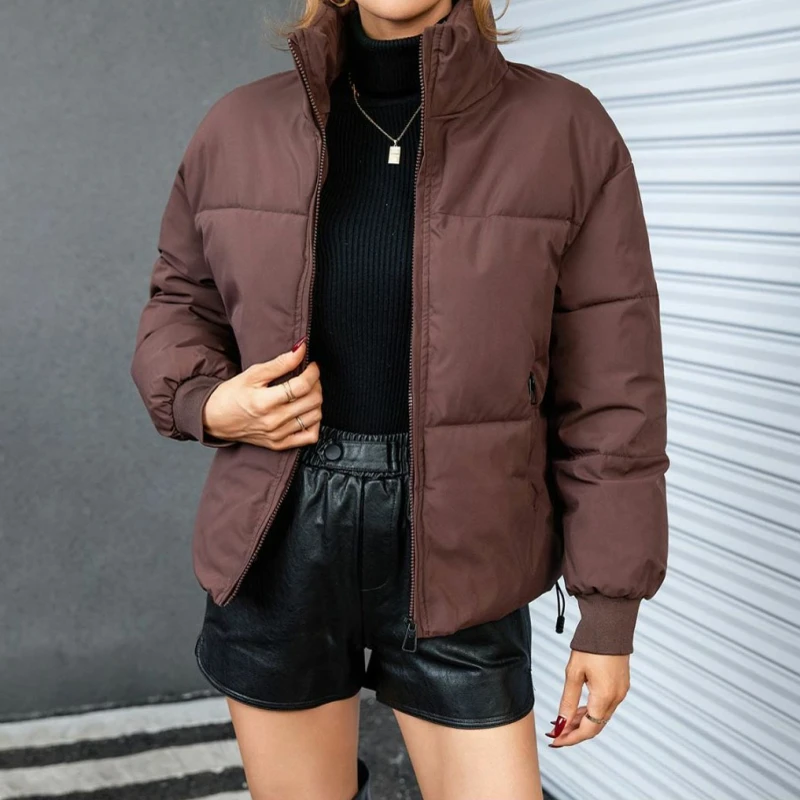 Women's Loose Cotton Coat Slim and Warm Short Lazy Style Down Cotton Coats