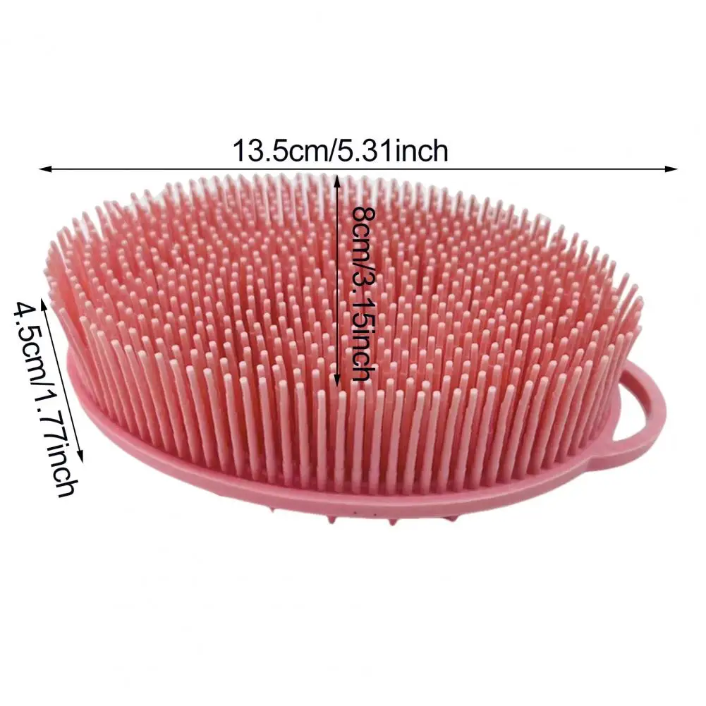 13.5*8cm Bath Brush 2 In 1 Massage Cleansing Brush For Body And Head Silicone Body Exfoliating Scrubber With Anti-Slip Handle