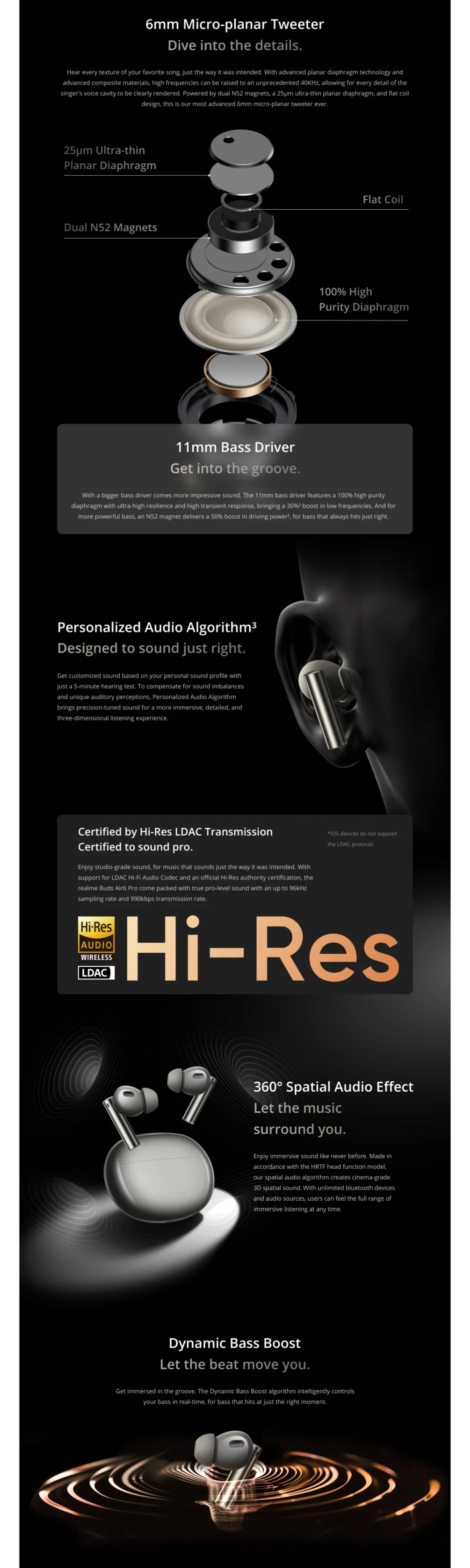 realme Buds Air 6 Pro ukazujú dvojité meniče a detaily dizajnu