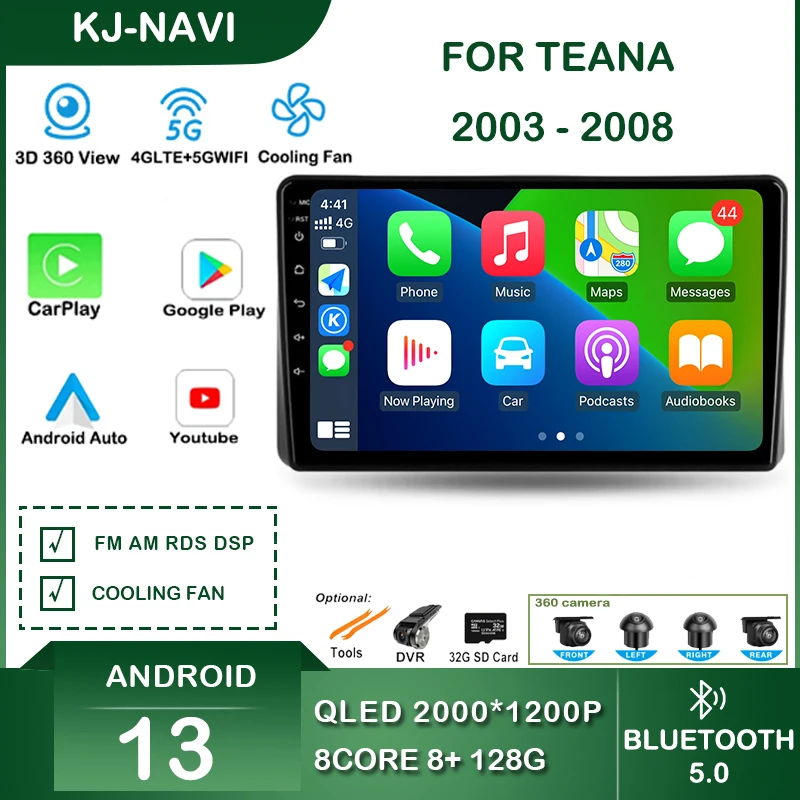 Android 13 Auto Radio Per Nissan Teana J31 2003 - 2008 Carplay Navigazione Video Gps Car Central Multimedia Player Smart System