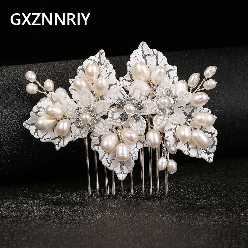 

Leaf Flower Freshwater Pearl Hair Combs Clips Bridal Wedding Accessories for Women Party Bride Headpiece Bridesmaid Jewelry