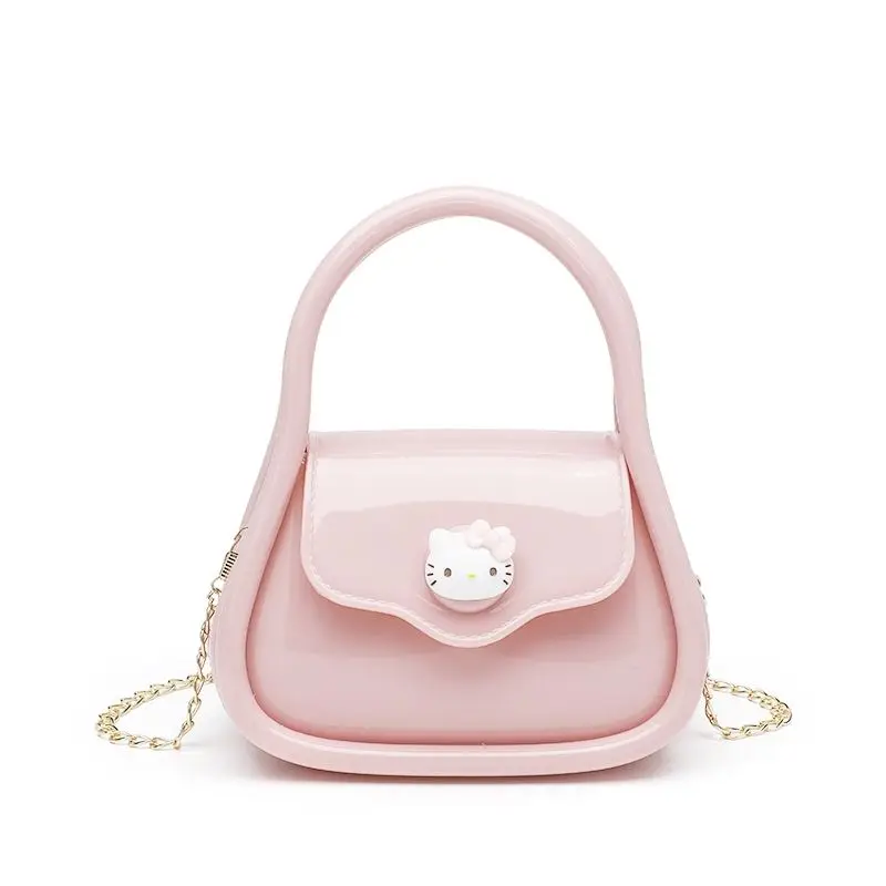 

New Hello Kitty Sanrio Anime Handbag Cute Compact Jelly Bag Delicate Chain Bag Cartoon Tote Shoulder Crossbody Bag Girls Gift