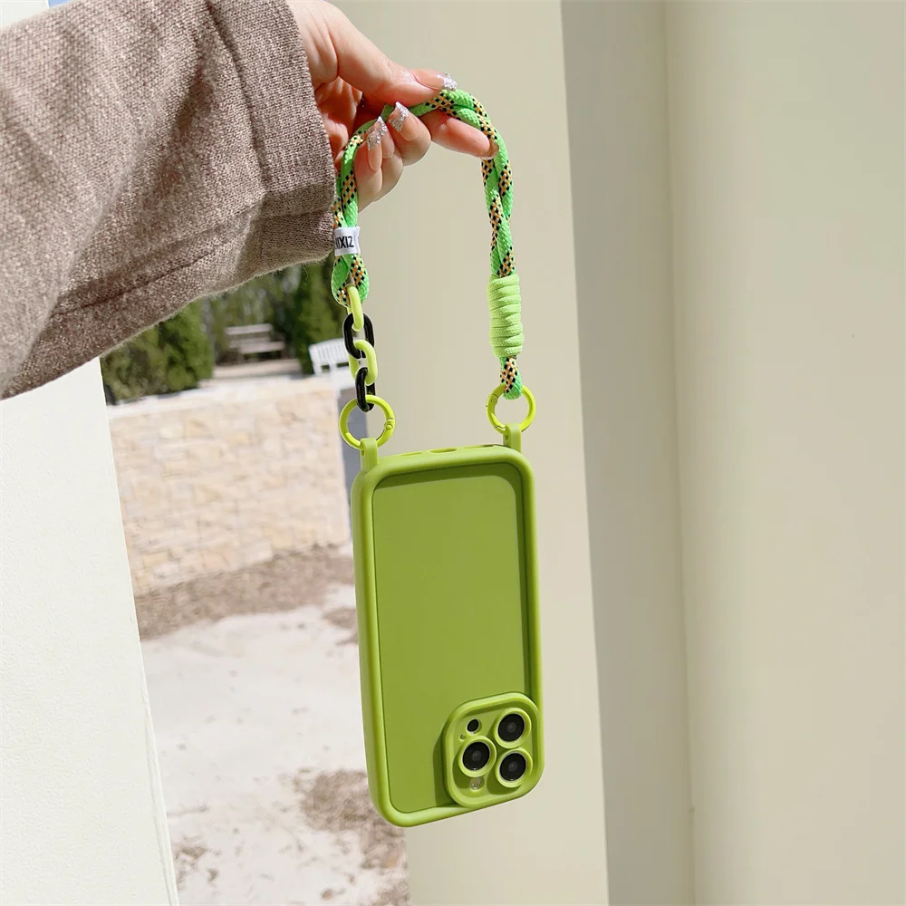 Vibrant Silicone Phone Case with Wrist Strap Lanyard – Protective Cover