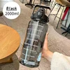 2L Water Bottle With Straw Large Capacity Sports Water Bottle Travel Fitness Sports Portable Drinking Bottles With Time Marker 5