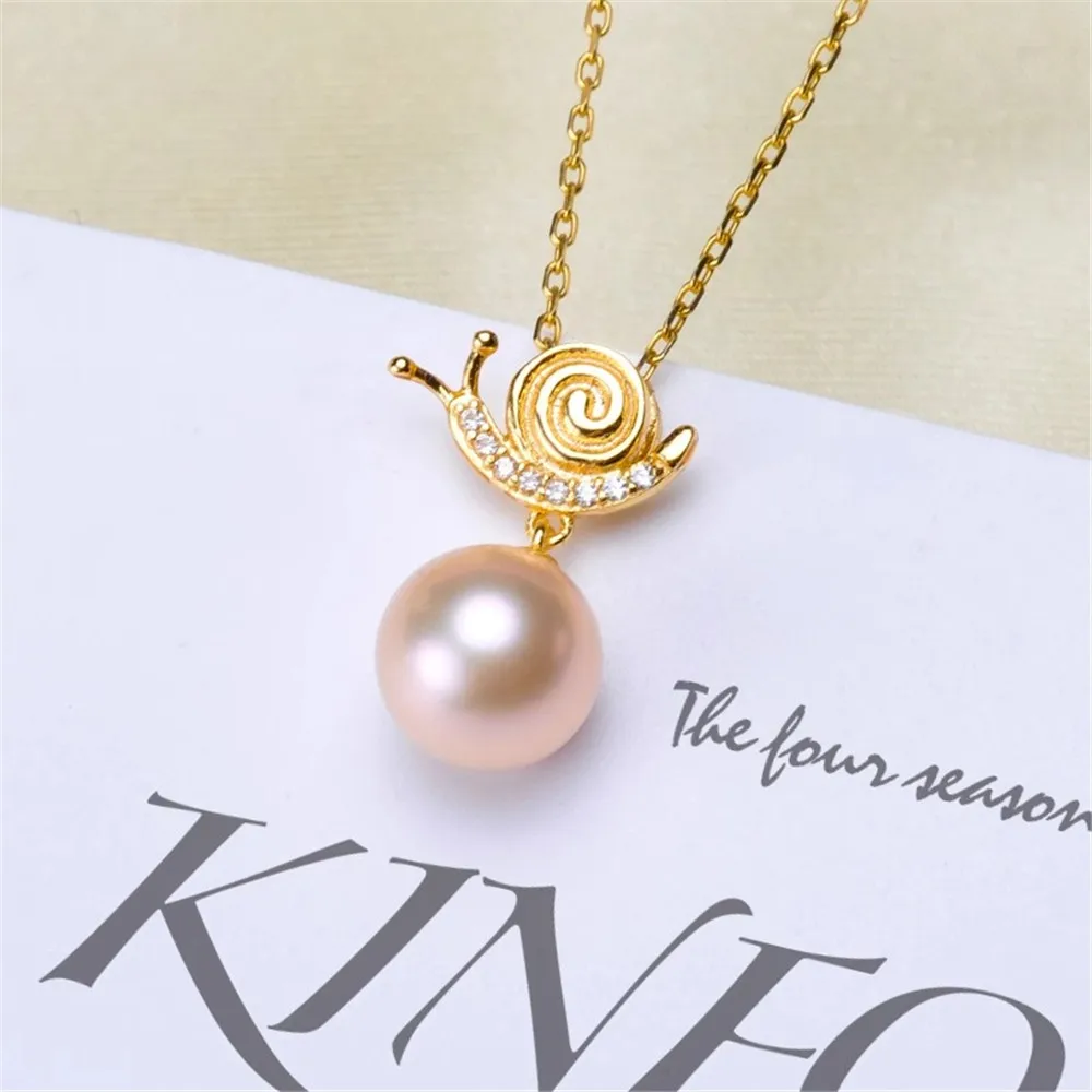 

DIY Pearl Accessories S925 Sterling Silver Pearl Jade Pendant Empty Female Snail Fit 8-11mm Oval Beads D251
