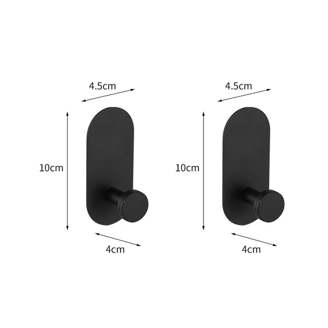 No Drilling Stainless Steel Self-adhesive Towel Bar Paper Holder Robe Hook Towel Ring Black Silver Gold Bathroom Accessories Set Black Hook 2pcs