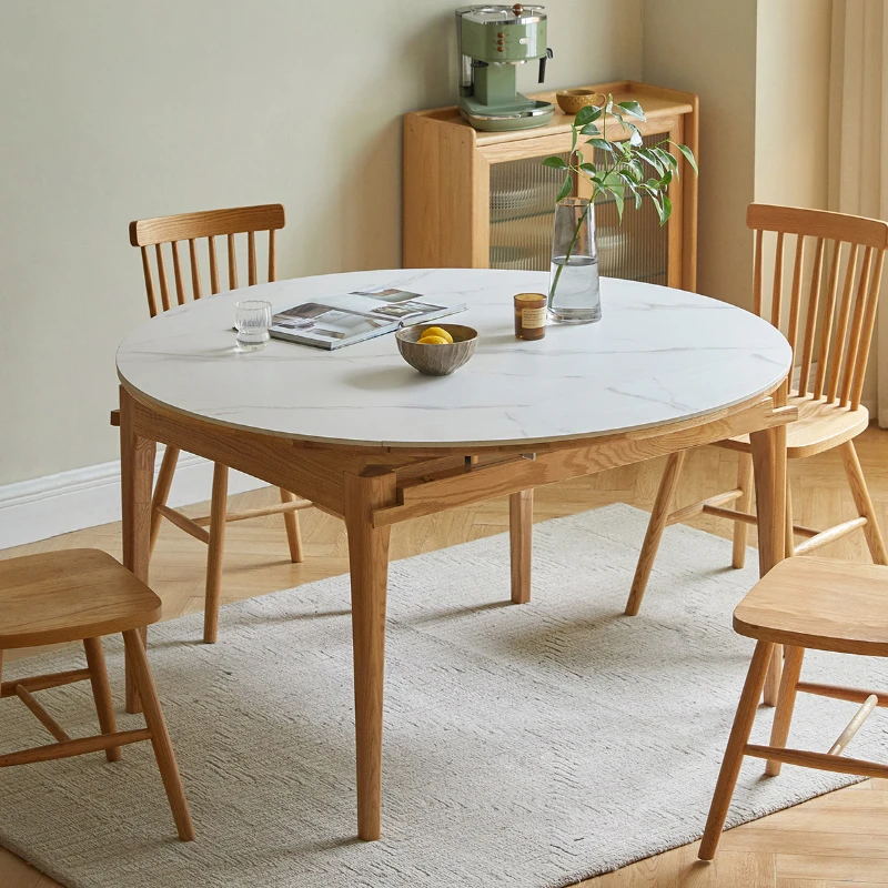 

Выдвижной обеденный стол Nordic бытовой Ресторан Дуб складной переменный круглый стол