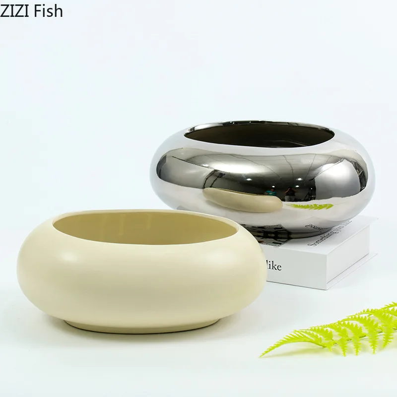 Creative Round Ceramic Vase Desk Decoration Minimalism Circular Flower Arrangement Floral Vases Flower Pots Room Aesthetic Decor 3