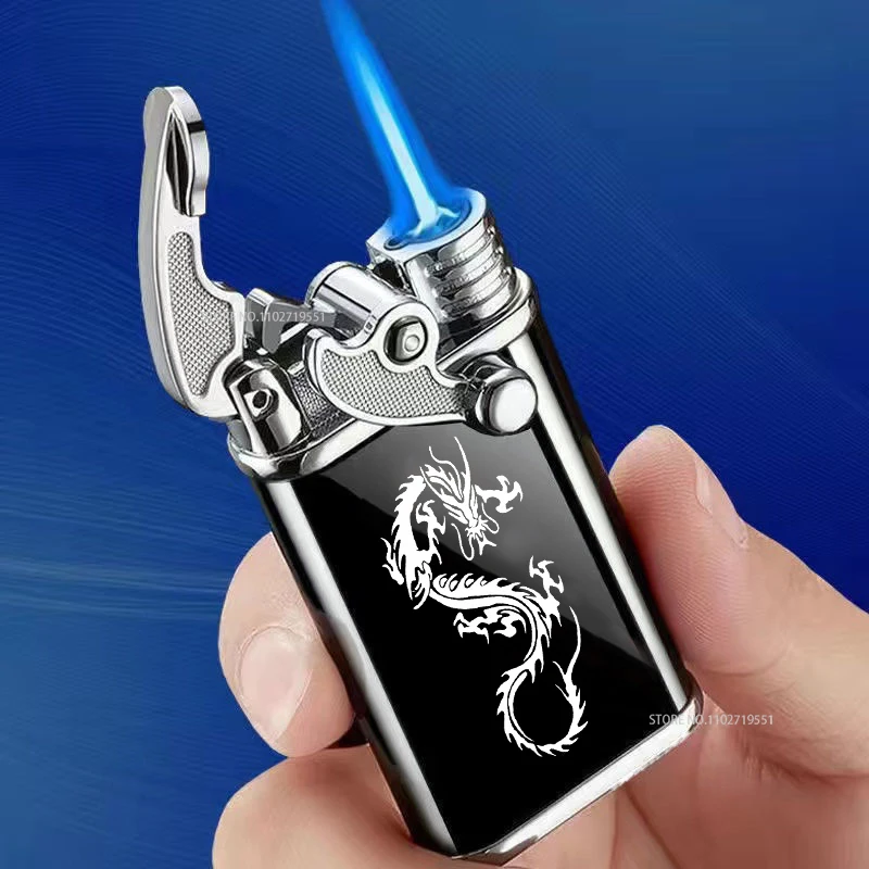 2023NewRockerBlueFlameJetLighterMetalWindproofLighterMens