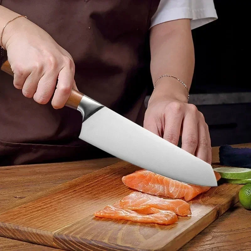 Description Picture 6 of itemJapanese Kitchen Knives Set Stainless Steel Fish Fillet Meat Cleaver Chef Knife Sushi Knife Slicing Santoku Knife Cooking Tools