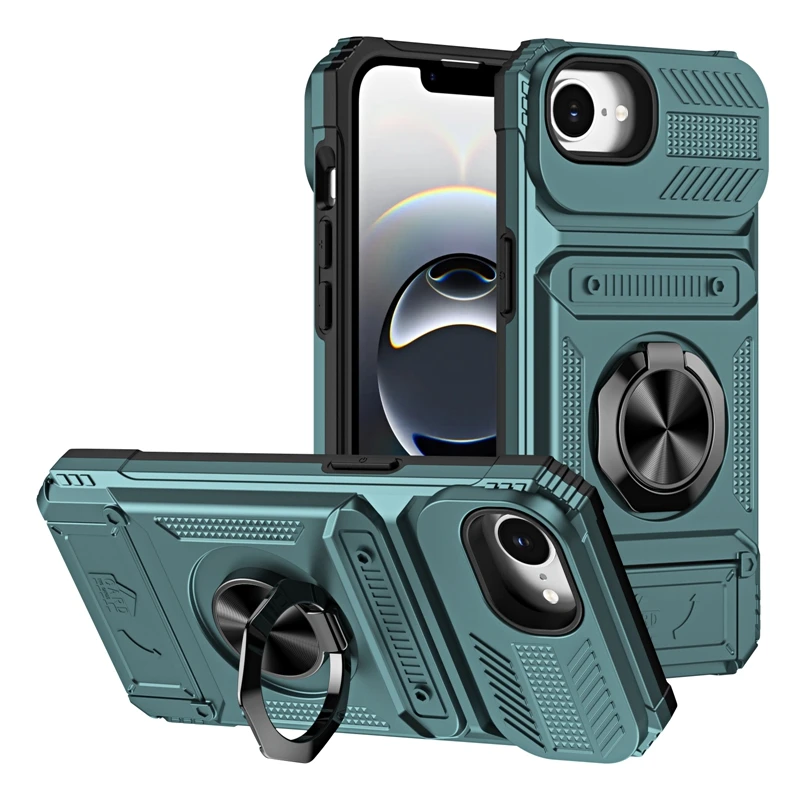 Shockproof Magnetic Car Holder Case with Card Slot – Ring Armor Back Cover