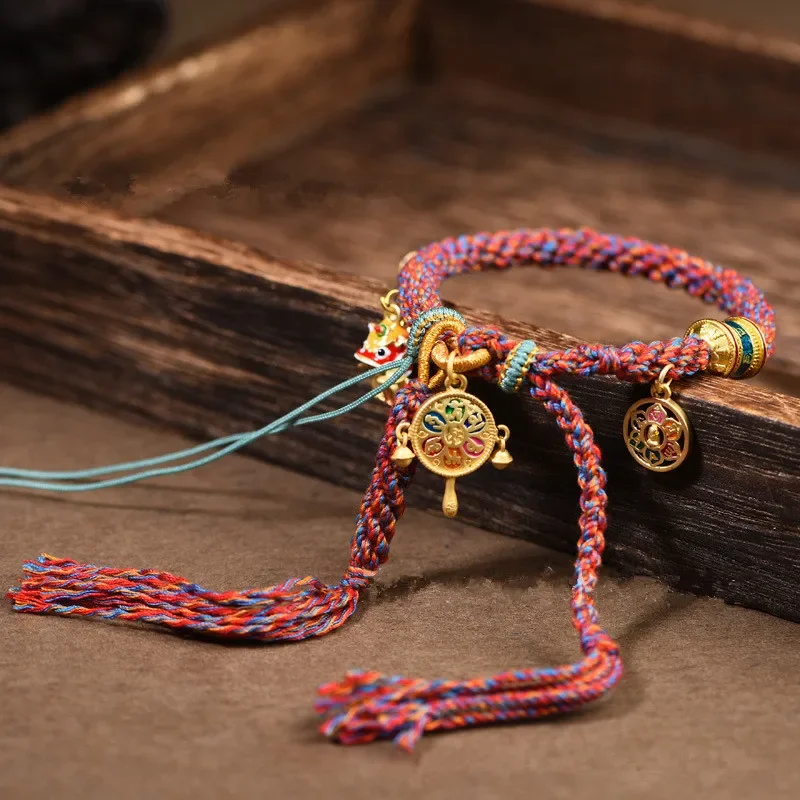 

Colorful Rope Tibetan Style Couple Woven Hand Rope Minority Bracelet Thangka Guardian Ethnic String Jewelry Dropship