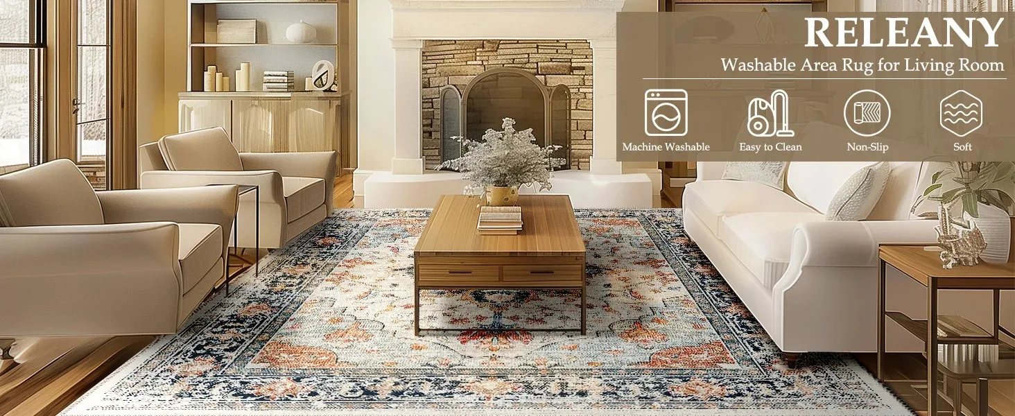 VIKAMA Flannel Boho Texture Living Room Cushion Desk Bedside Rug Indoor Carpet Door Mat Large Floor Mat Home Decor Easy Care