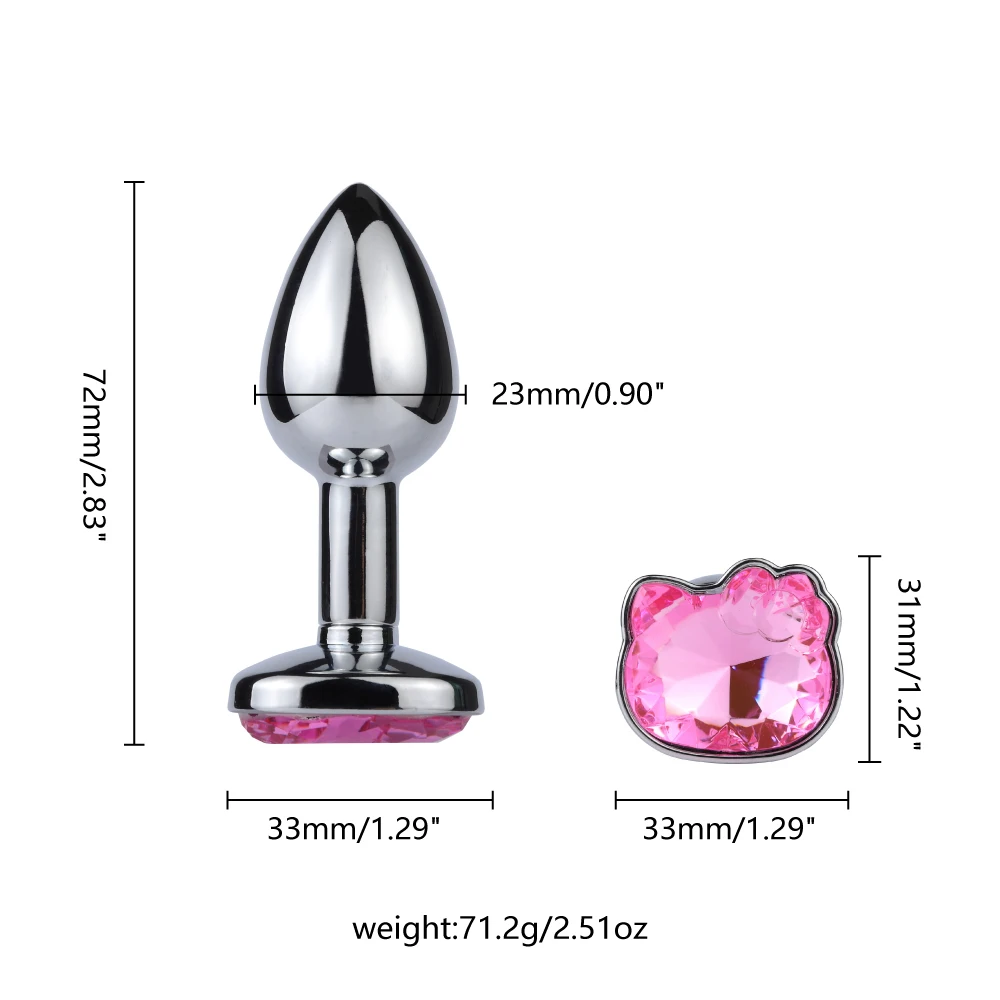Stainless Cat Face Jewel Base Anal Plug Holle Kitty Cat Butt Plug Metal Prostate Massager Anus Stimulator Dildos Adult Sex Toys