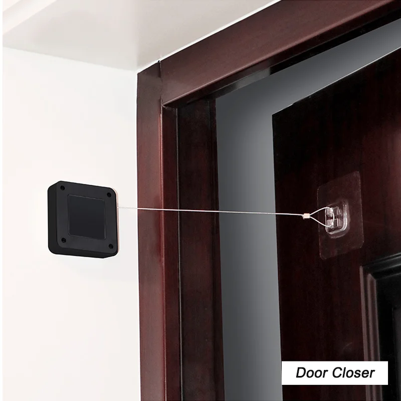 Automatic door closer Automatic Door Closer Door Puller Wire Rope Retractable Anti-theft Punch-free Recovery Coil Anti-theft Cable Box Bracket Closure